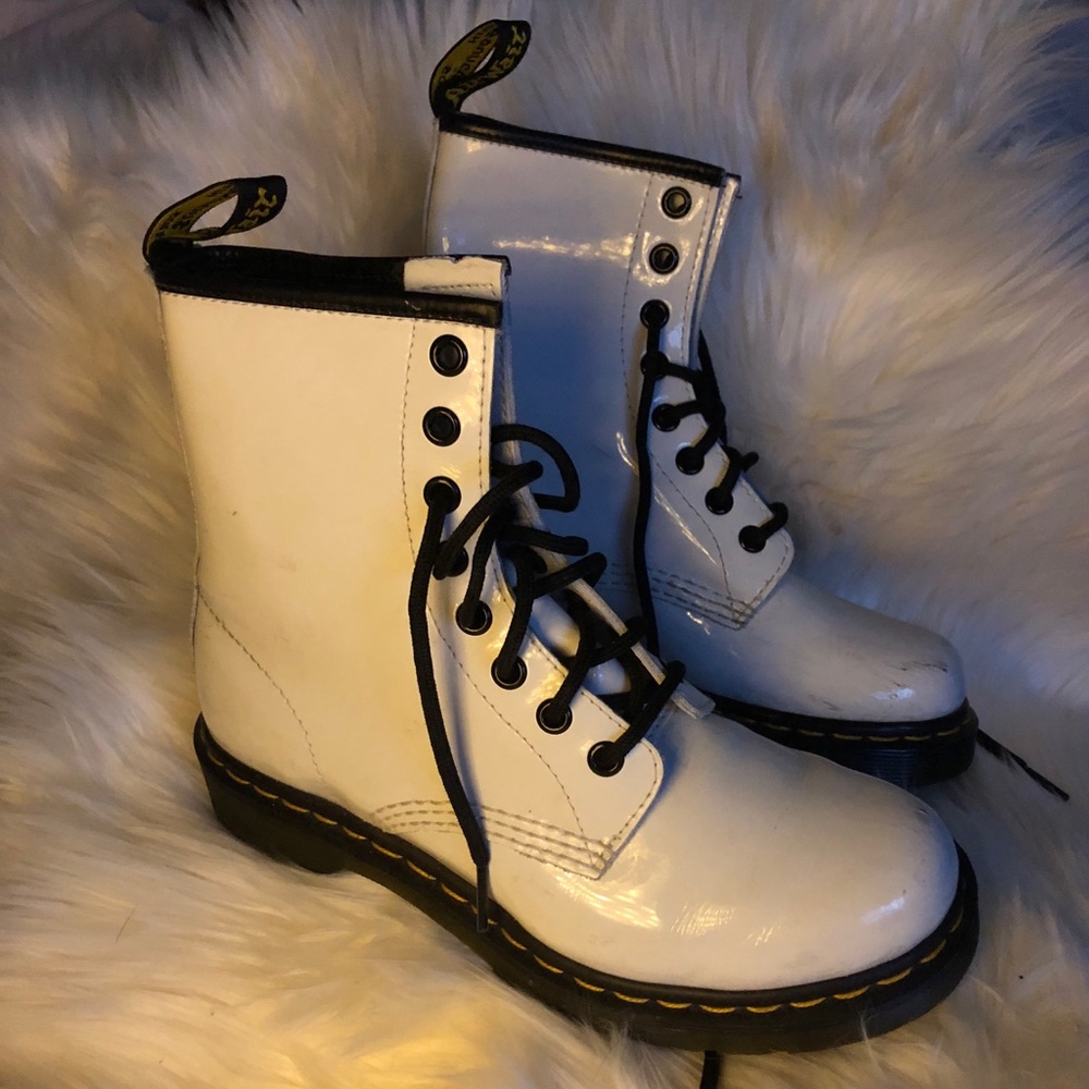 White Patent Leather Dr Martens